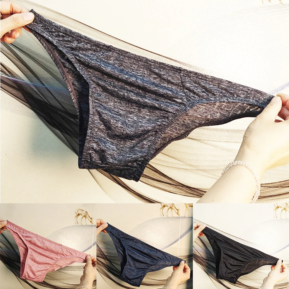 

Breathable Briefs Ice Silk Underwear Casual Wear Fitness Activities Classic Style Underwear Dark Blue Comfortable Underwear