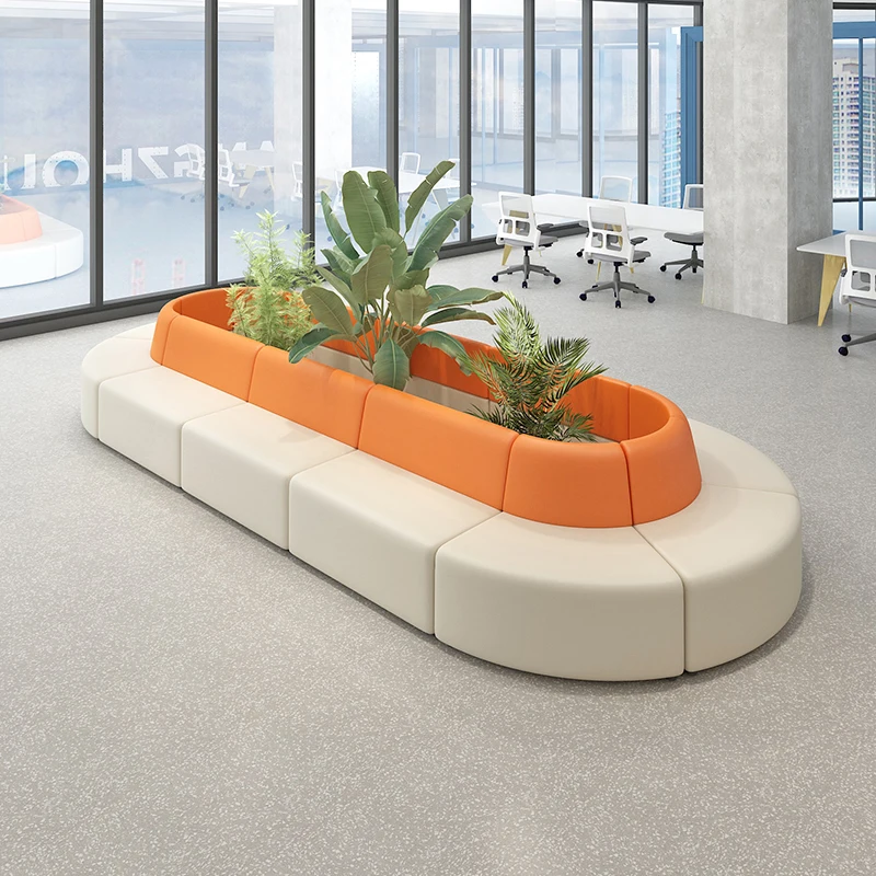 Modern Curved Seating Office Sofa Set for Office Reception Waiting Area Creative Sales Office Exhibition Hall Lobby Rest Space