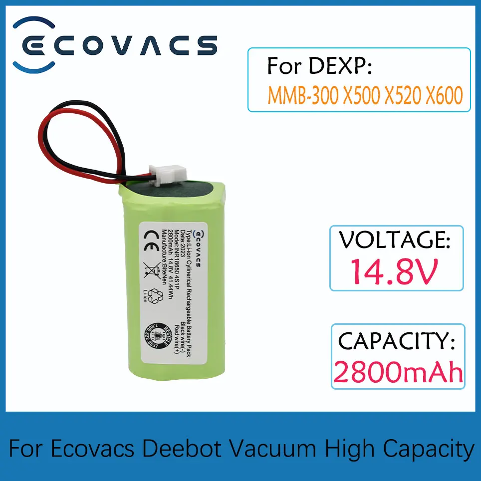 

ECOVACS New 2800mAh INR18650 4S1P Battery For DEXP MMB-300 X500 X520 X600 Mamibot EXVAC660 EXVAC880 Robot Vacuum Cleaner Battery