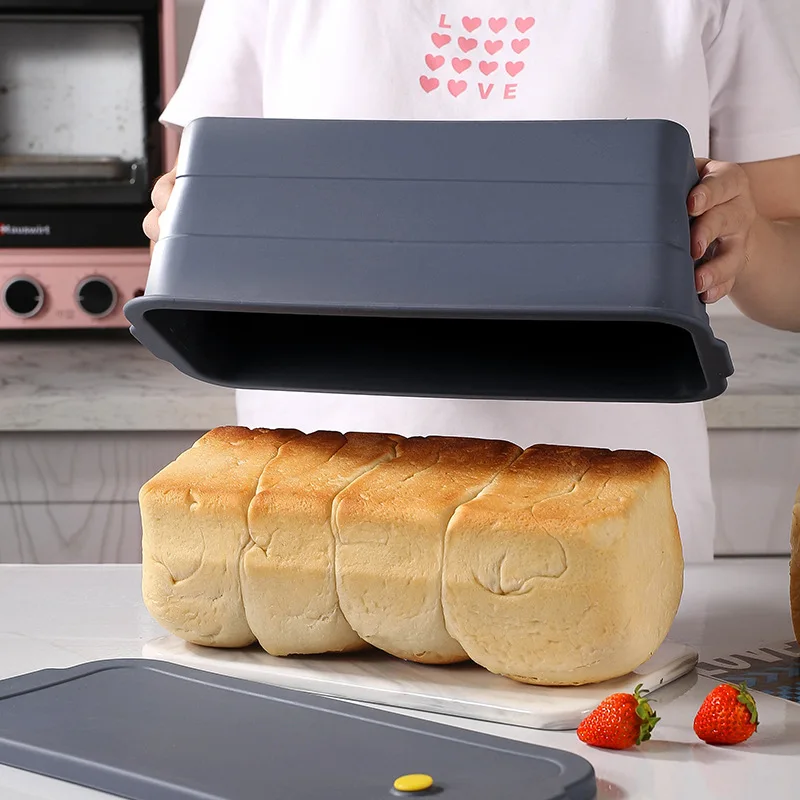 للطي سيليكون صينية نخب كبيرة أدوات المطبخ الخبز قالب الخبز صندوق حفظ الطعام صينية الخبز سيليكون مع غطاء مختوم