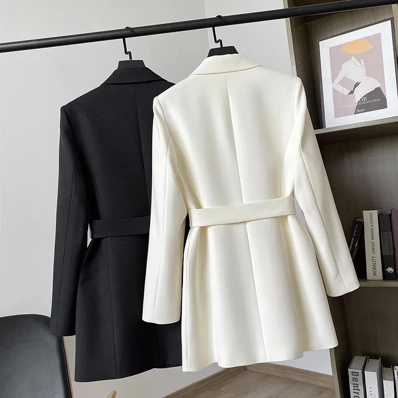 New Office Ladies Blazer Women Suit Jackets Mid Long Solid Autumn Jacket Coats Casual Outerwear Blazer Elegant Lady Chic Tops