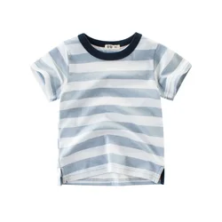 2024 Summer New Striped Cotton T Shirt Girls Tops Kids Outfit Short Sleeves O-Neck Children T-Shirt Tees