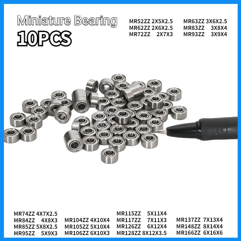 

10pcs Miniature Bearing MR52 62 72 63 83 93 74 84 85 95 104 105 106 115 117 126 128 137 148 166ZZ Model Toy