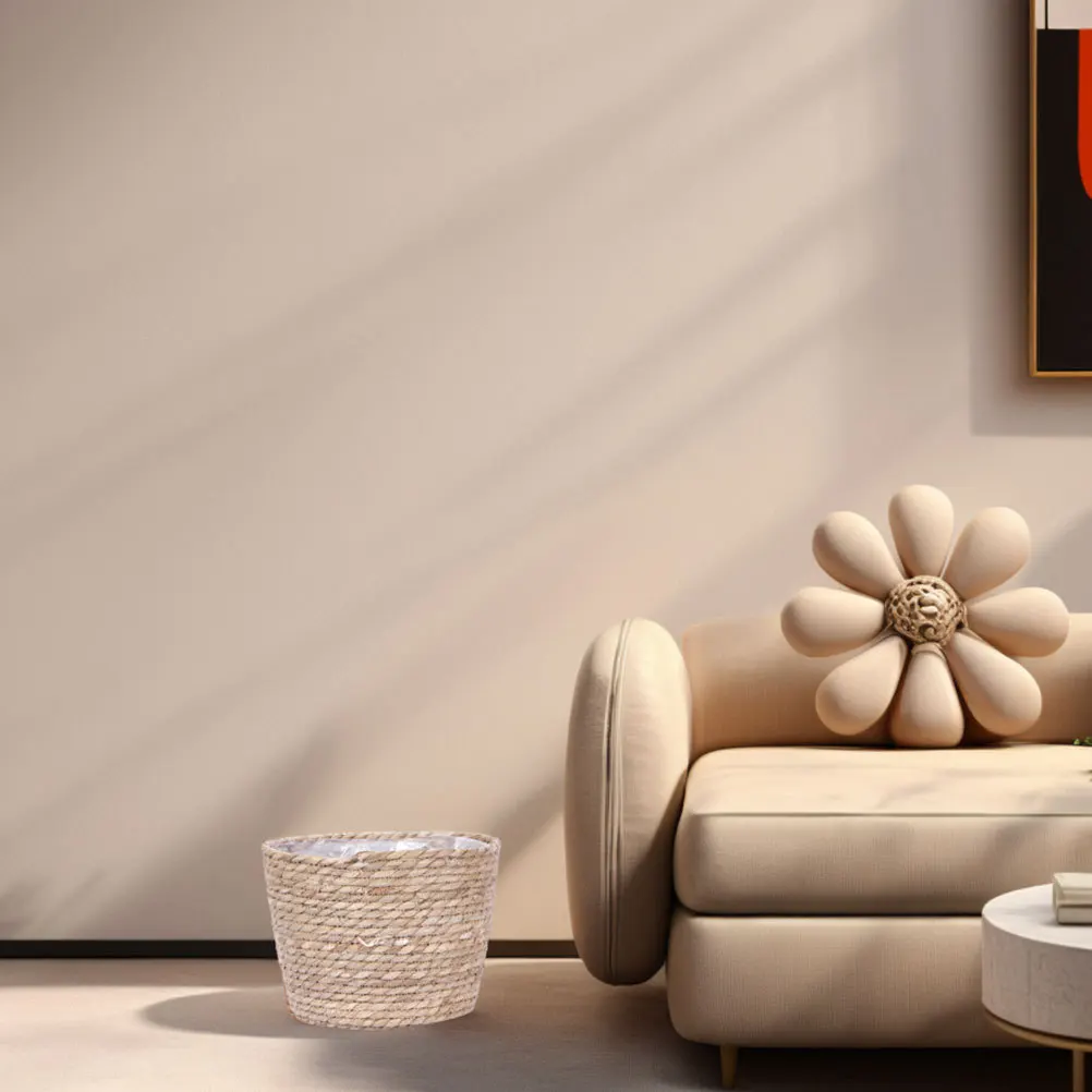 

Wicker Planter Basket Seagrass Flower Pot Hand Woven Plant Containers Indoor Outdoor Rustic Decorative Storage Bins