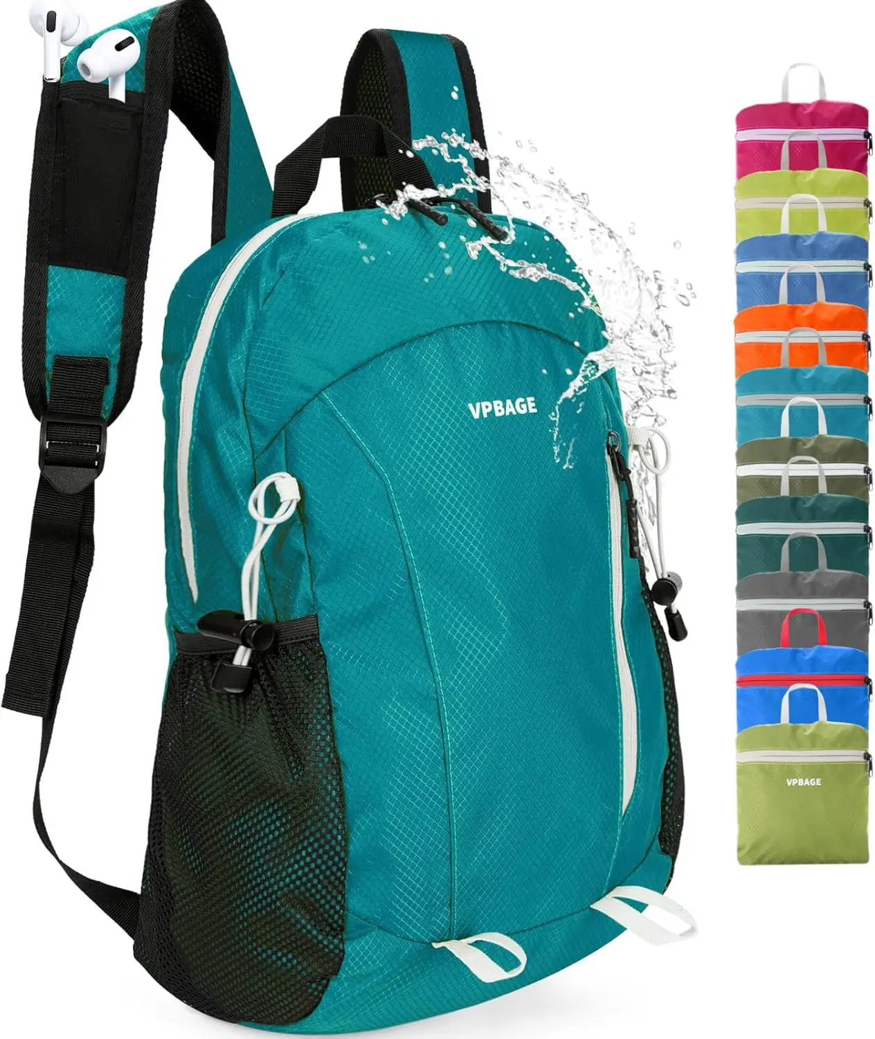 

15L Water-resistant Hiking Daypack, Small Backpack Travel Outdoor, Lightweight Day Pack with Tool Loops