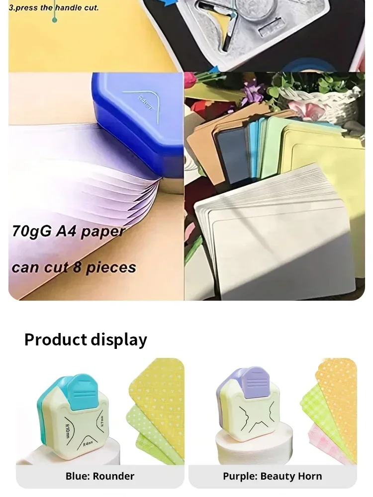 Drei-in-Eins-Eckenrunder, Eckpräger, Eckenschneider für DIY-Fotokarten, Visitenkarten, Rundschneider, Papierschneider-Werkzeugset – Detail 9