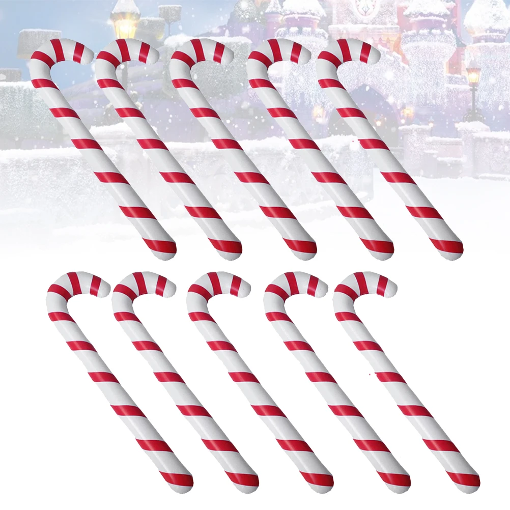 

10pcs Christmas Inflation Crutches Red White Stripe Pattern Decorative Crutches For Party Decoration Supplies Inflatable