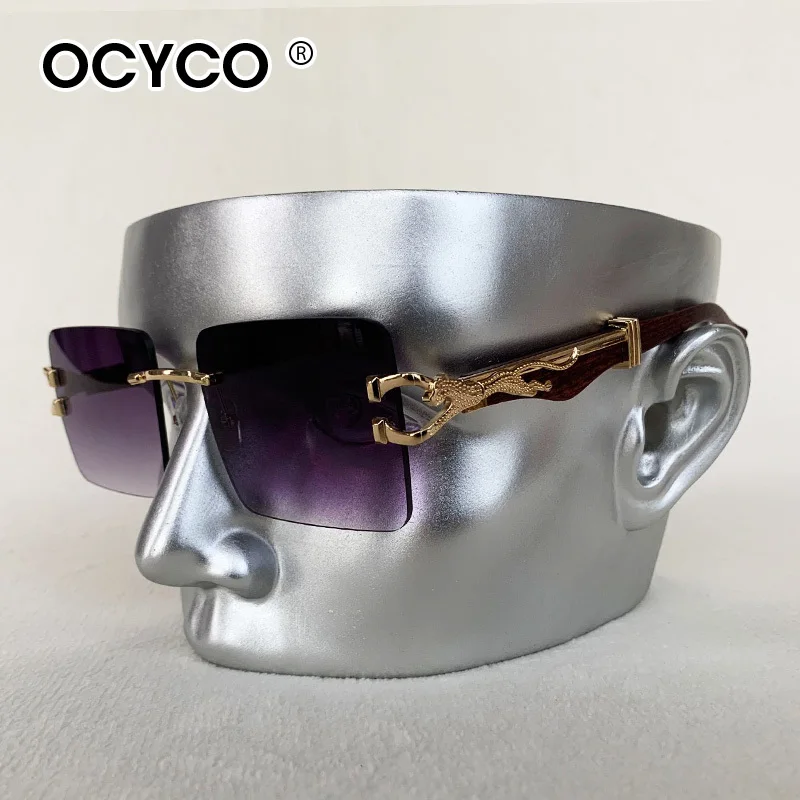 Mode Randlose Quadratische Sonnenbrille Für Mann Leopard Design Gradienten Sonnenbrille Frau Luxus Outdoor Brillen UV400 – Detail 3