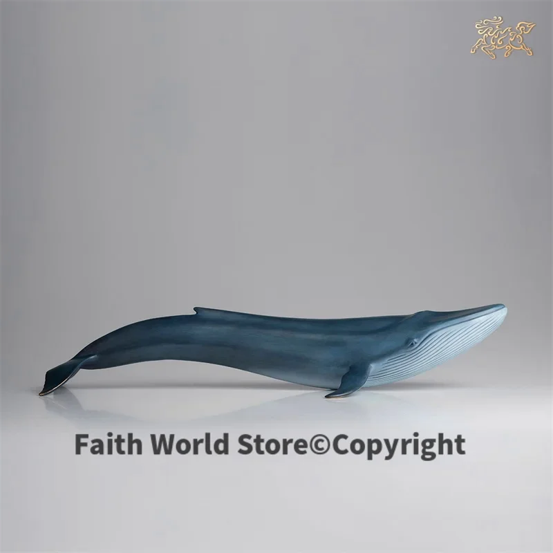 2025 Company SHOP BAR Club High grade decorative art Bronze carving Good luck Blue whale Fish bring fortune GOOD LUCK statue