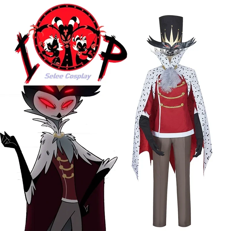 

Helluva Stolas Anime Boss Hazbin Cosplay Costume Hat Cloak Suit Prince of Hell Clothes Uniform Hotel Halloween Party Mens Clothe