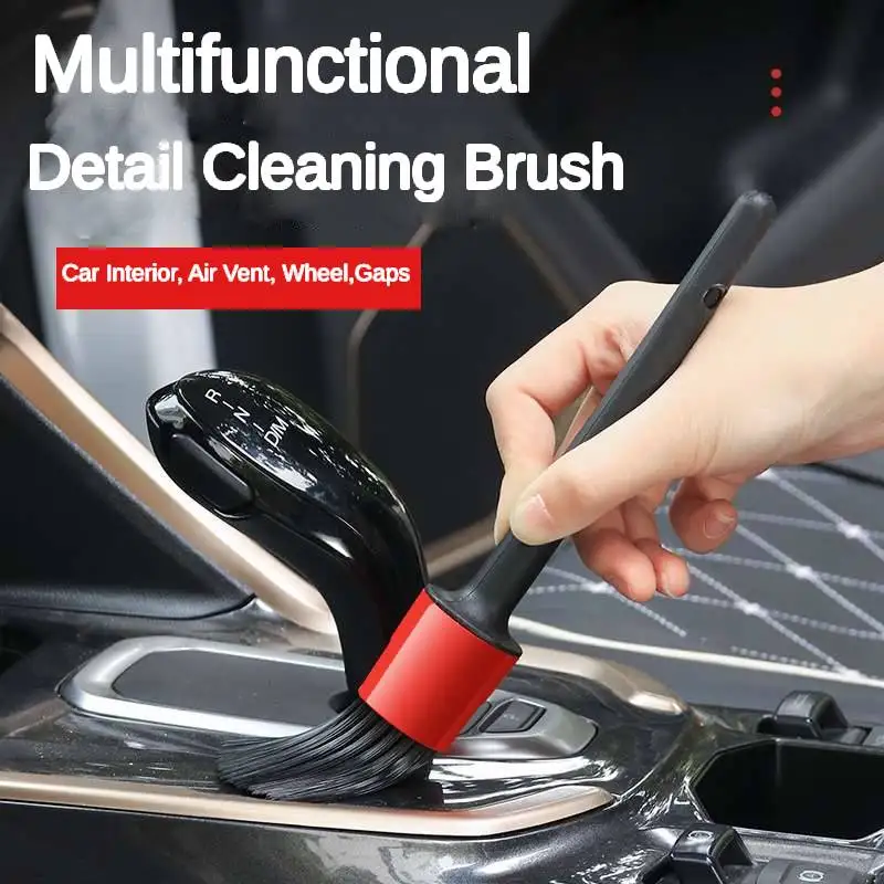 Multifunctional Detail Cleaning Brush Set PP Handle Premium Natural Boar Hair Car Detailing Brush Interior Exterior Accessories