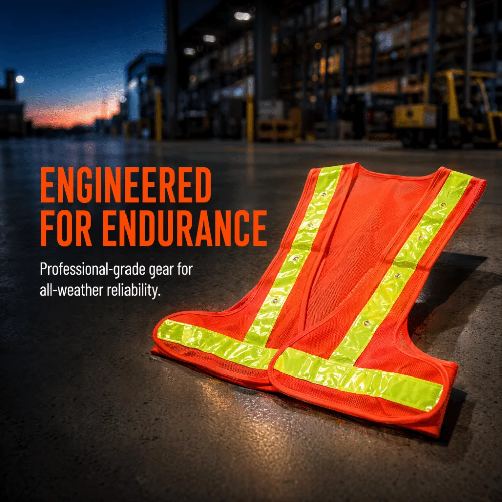 Mesh Fabric LED Safety Vest Reflective Strips LED Lights Reflective Safety Vest Adjustable Sleeveless Shell Traffic Control