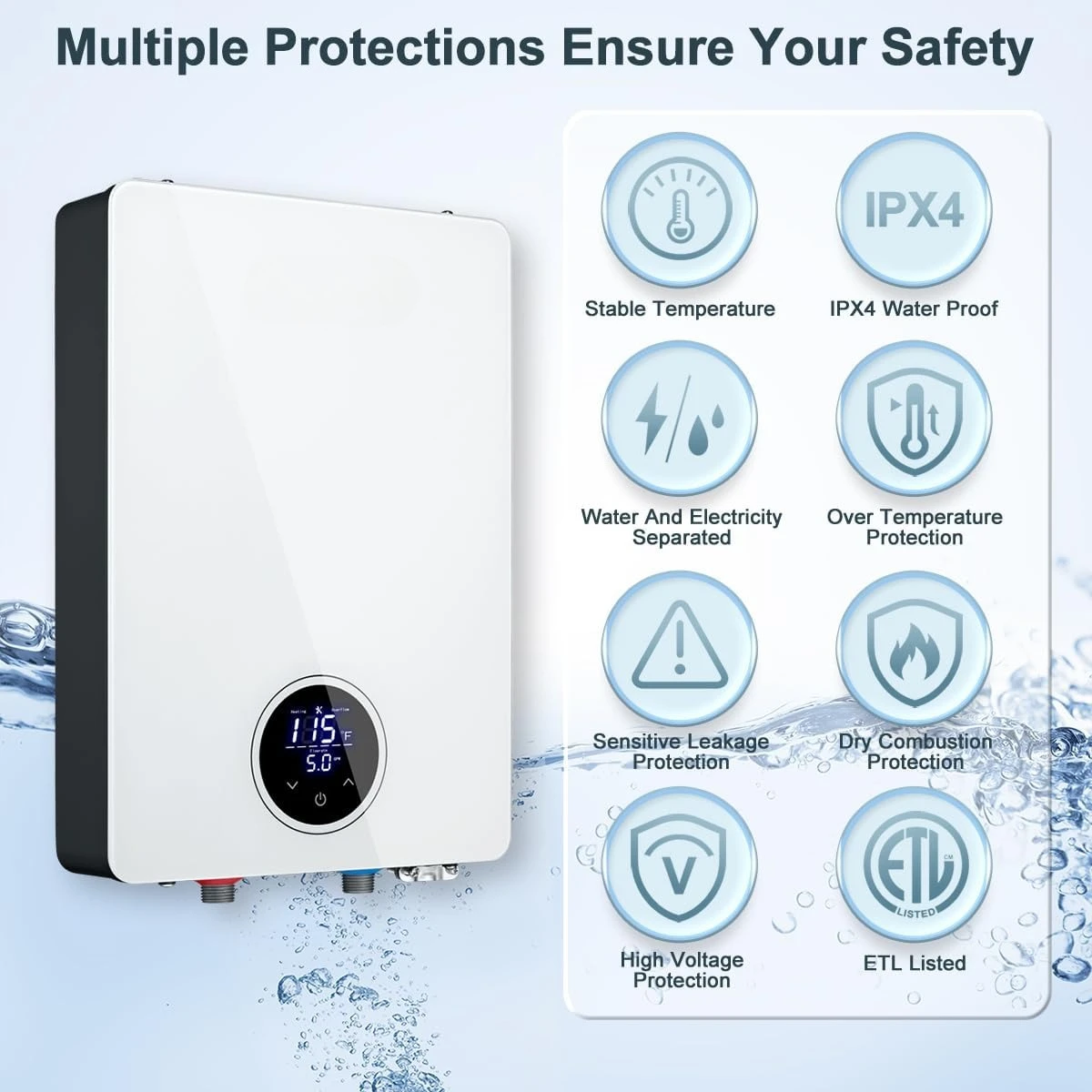 

Electric Tankless Water Heater,27kW on Demand Hot Water Heater Electric 240V Instant Tankless Hot Water Heaters Point of Use·New