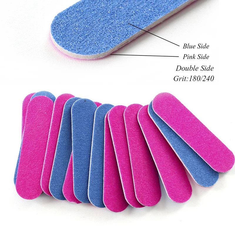 200Pcs Nail Files Double Color Wooden Mini Buffer Sanding 180/240 Disposable Manicure Tools