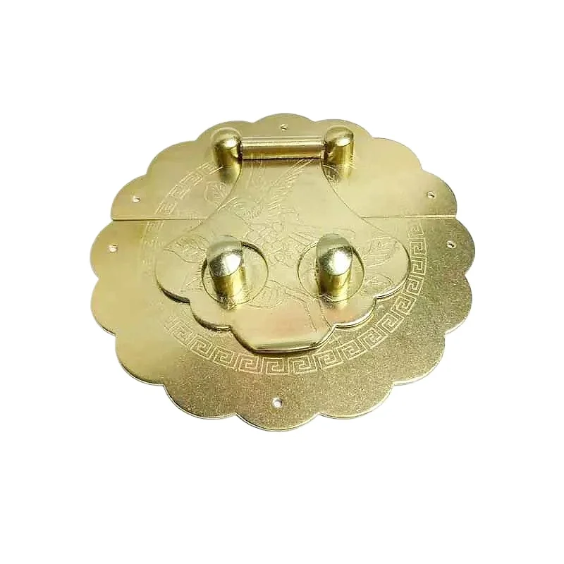Flowers and birds Pattern Brass Buckle Lock Latch Furniture Accessory Vintage Style Decorative Wood Case Box