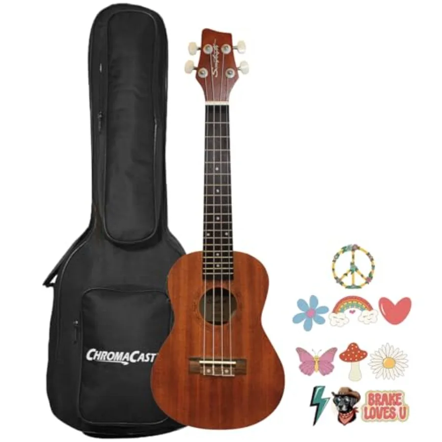 

Mahogany Concert Electric Ukulele for live performance, mahogany body, natural finish, Fishman KUL-101 preamp with built-in tun