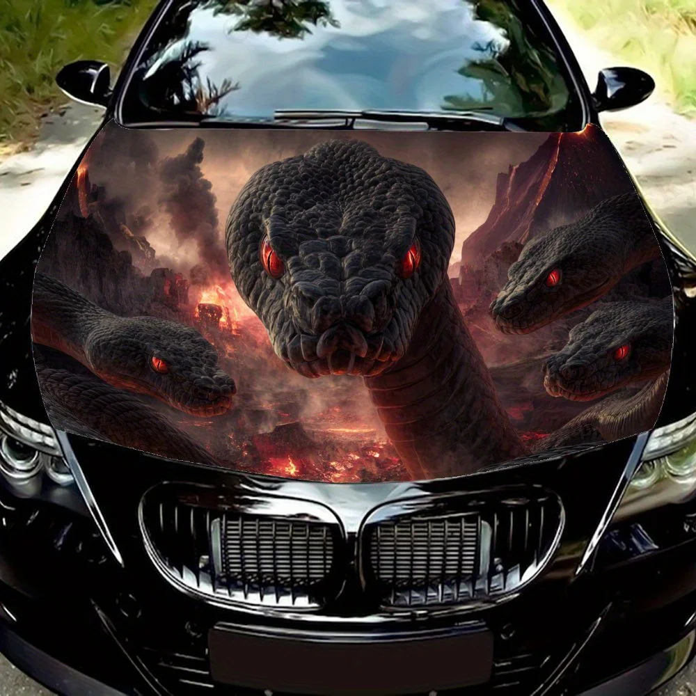 

Abyss Multi - Headed Snake car hood stickers, waterproof self-adhesive, scratch resistant, easy to stick, durable car PVC sticke