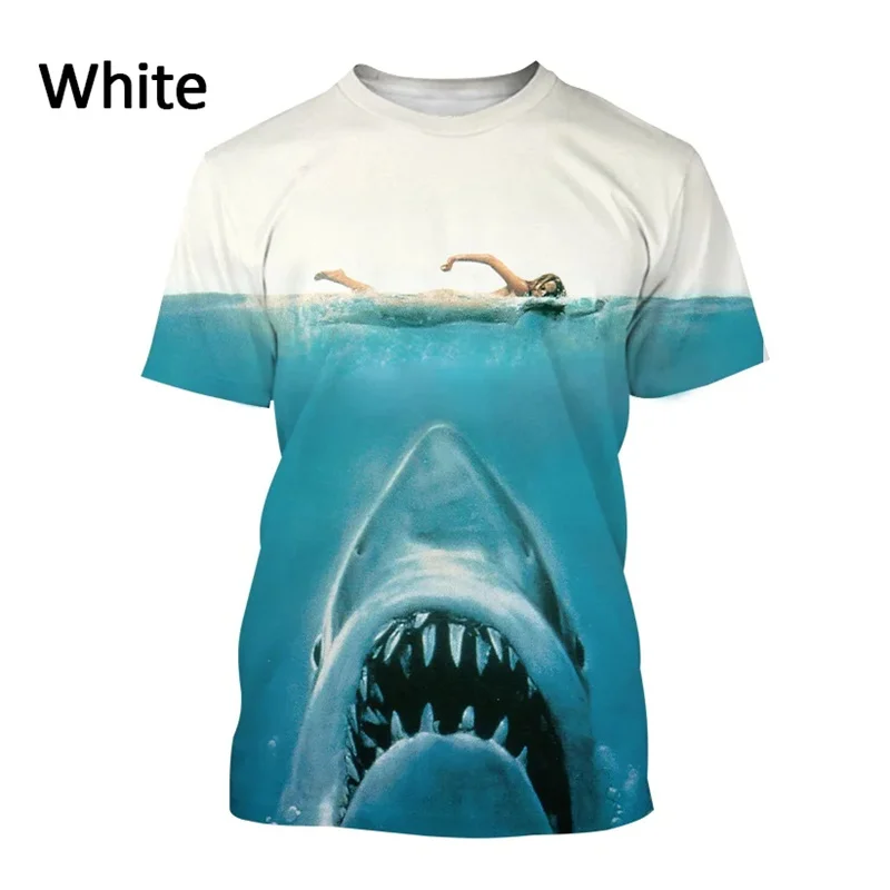 Horror Shark Pattern T-Shirt For Men Popular Animal 3D Printing T Shirts Women Summer Casual Fashion Tops Street Loose Tees