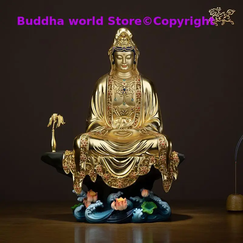 2025  Large Asia TOP grade 24k gilding GUAN YIN Buddha statue Guanyin Avalokiteshvara God HOME shrine bless safe luck protection