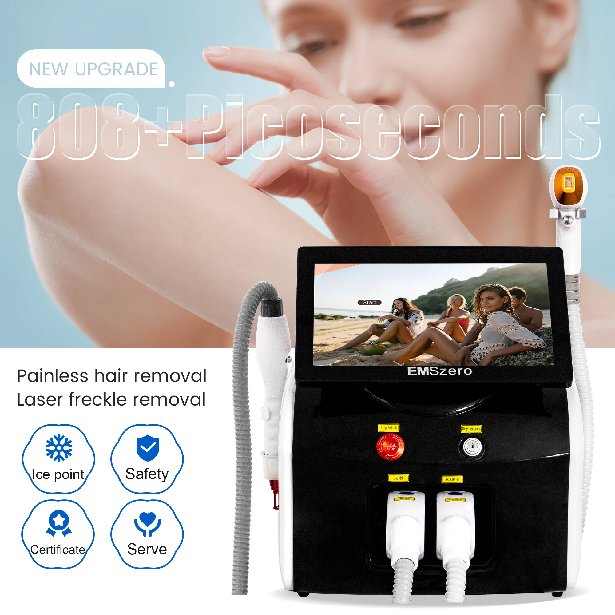 

Professional Diode Laser Machine 3000W 2 in 1 Diode Laser Hair Removal and Laser Pico Ice 808nm 755 1064 532nm 4 Wave in 1