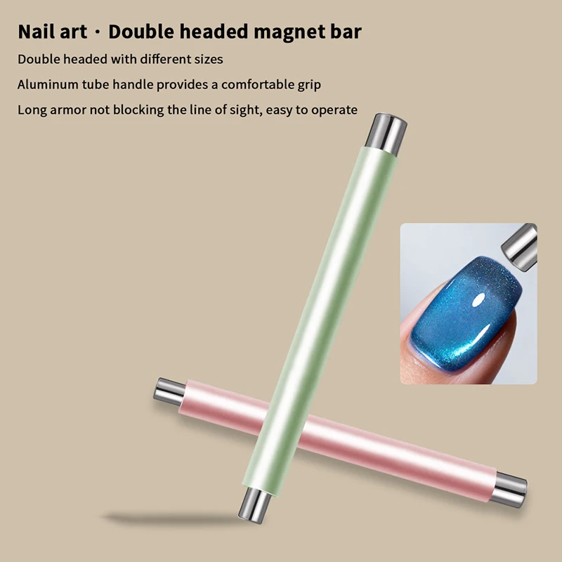 Palo magnético para uñas de ojo de gato de doble cabeza con bola de acero, herramienta magnética multifuncional para uñas, bolígrafos para bricolaje, salón, estudio o uso doméstico