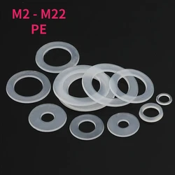 M2 M3 M3.5 M4 M5 M5.8 M6 M8-M22 Clear Nylon Plain Washers Plastic Flat Washer Round Gasket PE Transparent Shim Insulating Ring