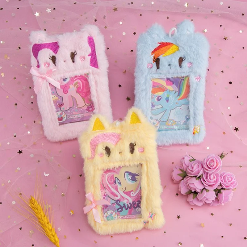 New My Little Pony Cartoon Plush Card Cover Case for Bus Metro Campus Card Storage Pendant Key Accessories Kids Birthday Gift