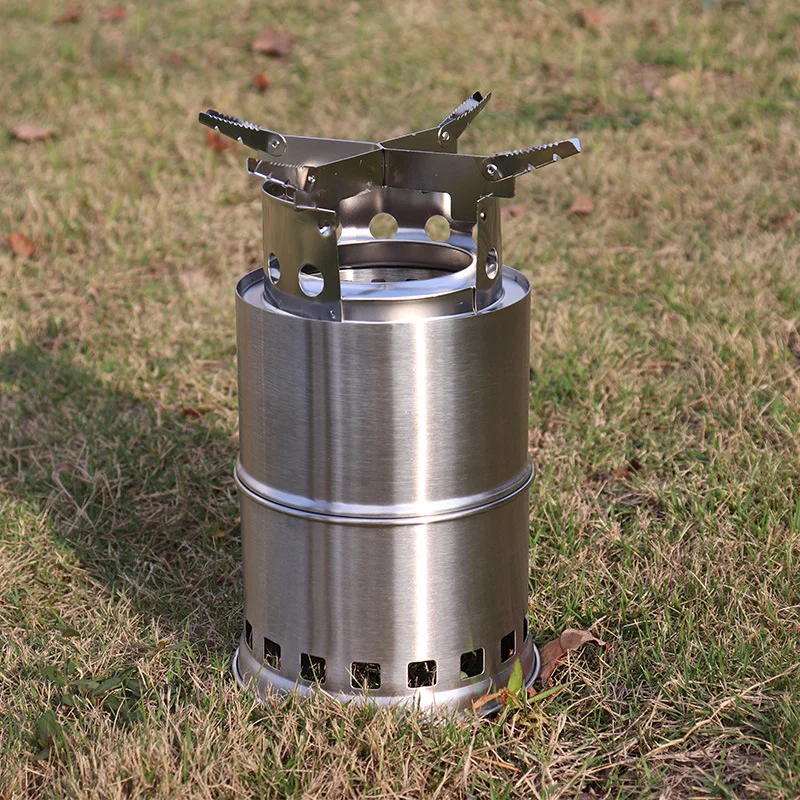 Outdoor Picnic Portable Stainless Steel Folding Firewood Stove Alcohol Stove Windproof Picnic Stove Barbecue Stove Camping Stove