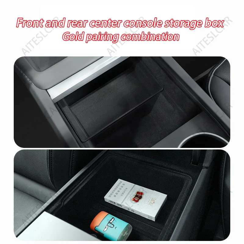 Central Control Storage Box for Tesla Model 3/Y+ Modely Juniper Center Console Organizer Tray Armrest Cubby Drawer Accessories