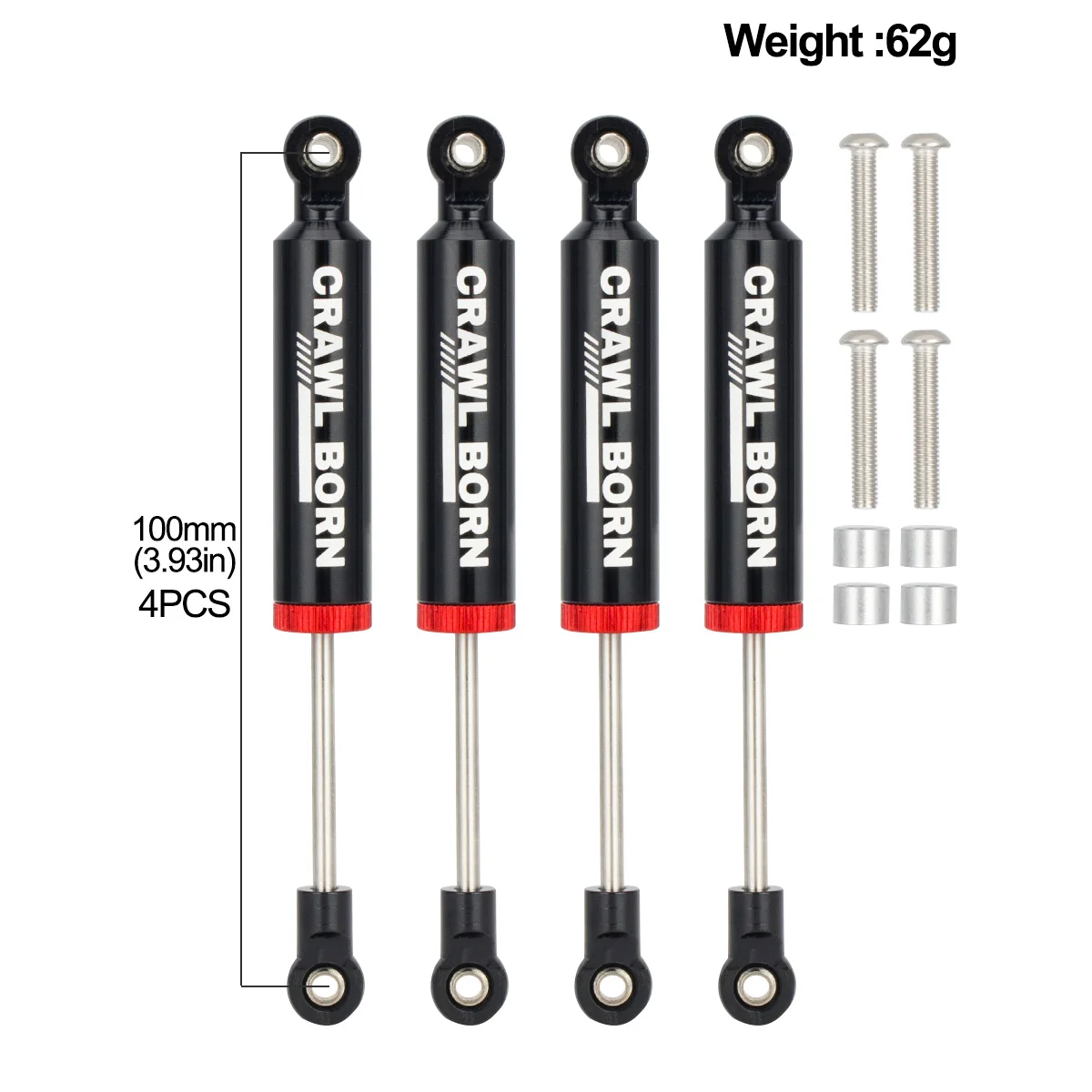 4 個フロントリアショックアブソーバー 1/10 RC クローラーカーアキシャル SCX10 90046 AXI03007 TRX4 TRX6 RBX10 レイス TRX4 レッドキャットパーツ用