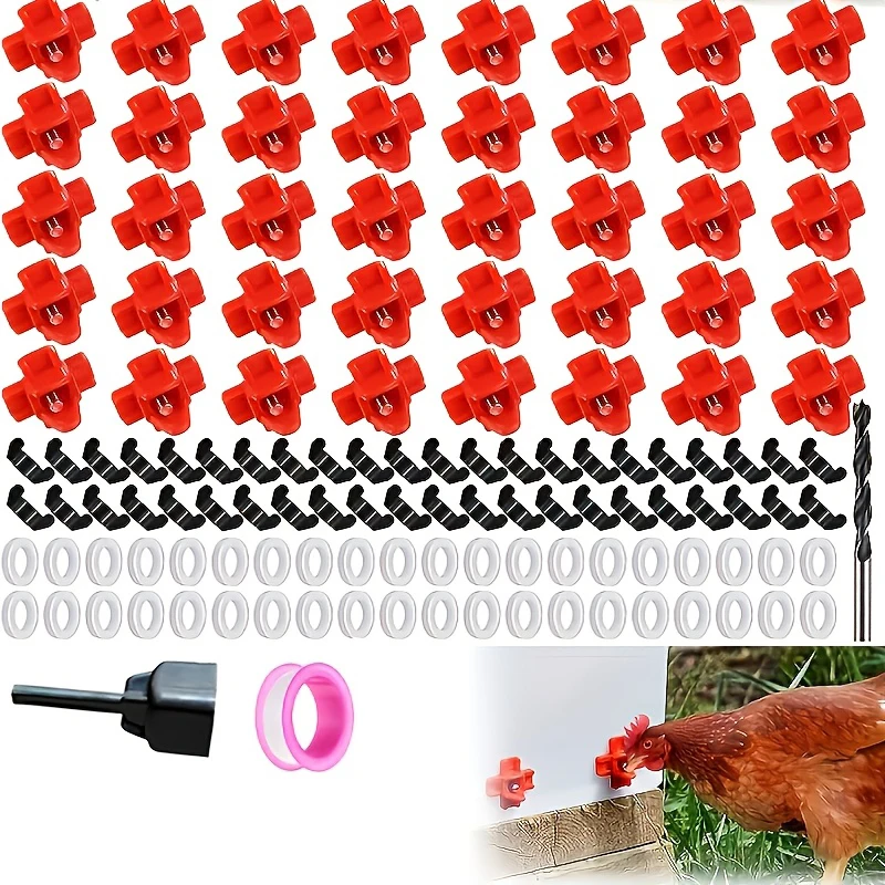 6/15/40 قطعة حلمات سقي الدجاج الأفقية مع لقم الثقب، نظام سقي الدواجن المقاوم للتسرب لحظيرة الدجاج #2