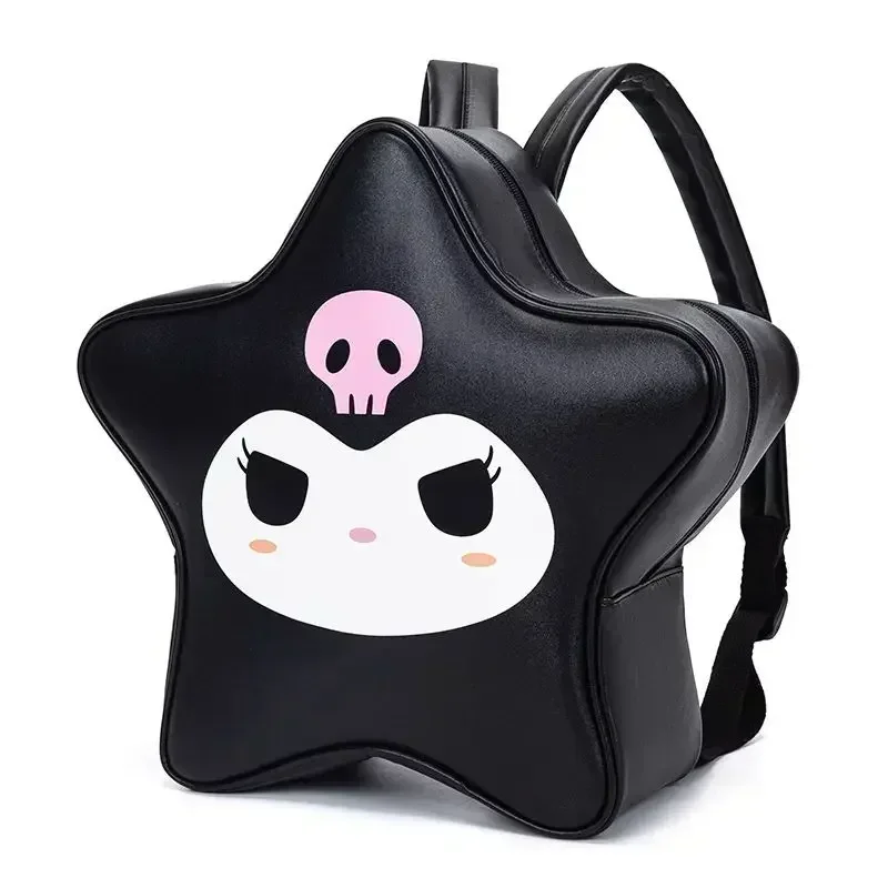 HOT  Kuromi HelloKitty Japanese Kawaii Creative Five-pointed Star Large-capacity PU Backpack Y2k Sweet Hot Girl Style Backpack