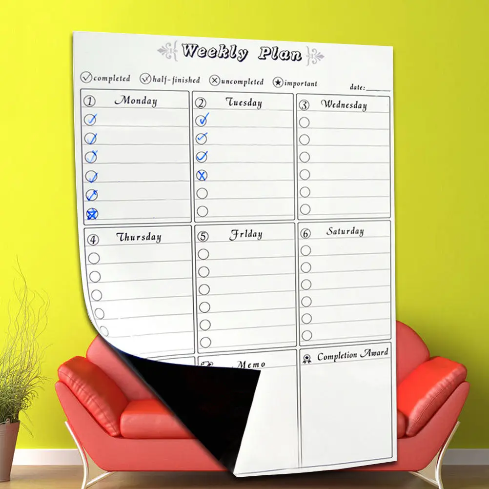 Weekly Planner Magnetic Dry Erase Whiteboard with 9 Sections Refrigerator Schedule Organizer to Do List Planner for Home School view 2