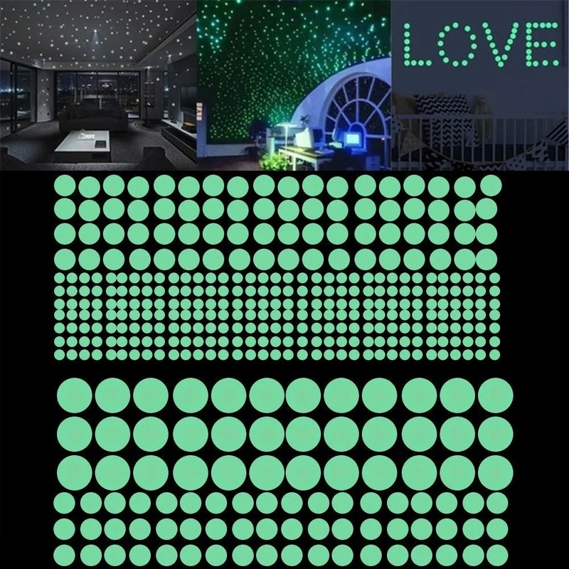 

1 Sheet 3D Luminous Wall Stickers Glow In The Dark Star Round Dots Wall Stickers Kids Room Bedroom Home Decor