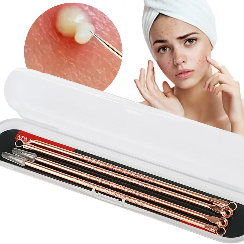 4 قطعة مجموعة إبر حب الشباب النقاط السوداء بثرة مزيل الرؤوس السوداء Comedone النازع المسام الأنظف أدوات تنظيف الوجه منتجات العناية بالبشرة