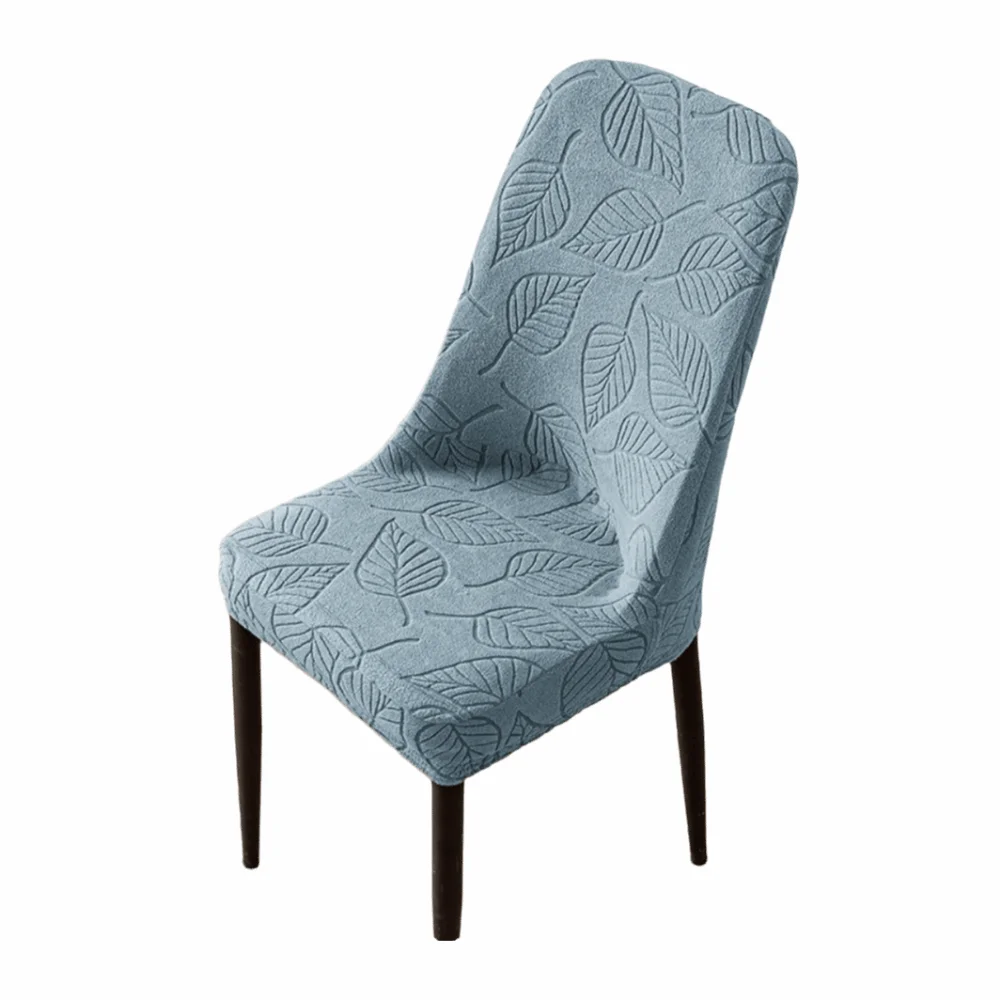 

Leaf Pattern Curved Chair Cover Soft Stretchable Restaurant Stool Cover Removable Dust-proof Chair Seat Slipcovers