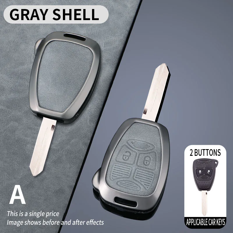 Grey Style Car Key Case Cover For Jeep Wrangler Jk Commander Grand Cherokee Chrysler Pacifica Aspen 300 Dodge Caravan Accessorie
