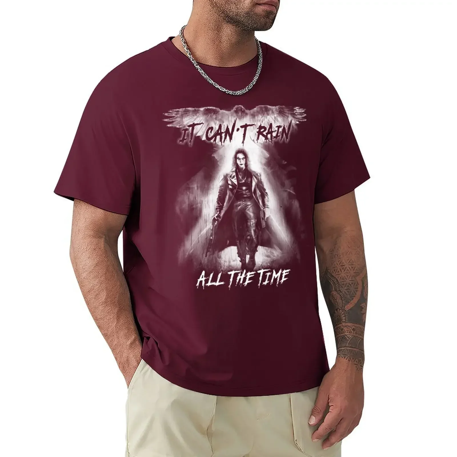 Anime Aesthetic clothing blanks Short sleeve tee mens plain t shirts Eric Draven It Can't Rain All the Time T-Shirt clothing