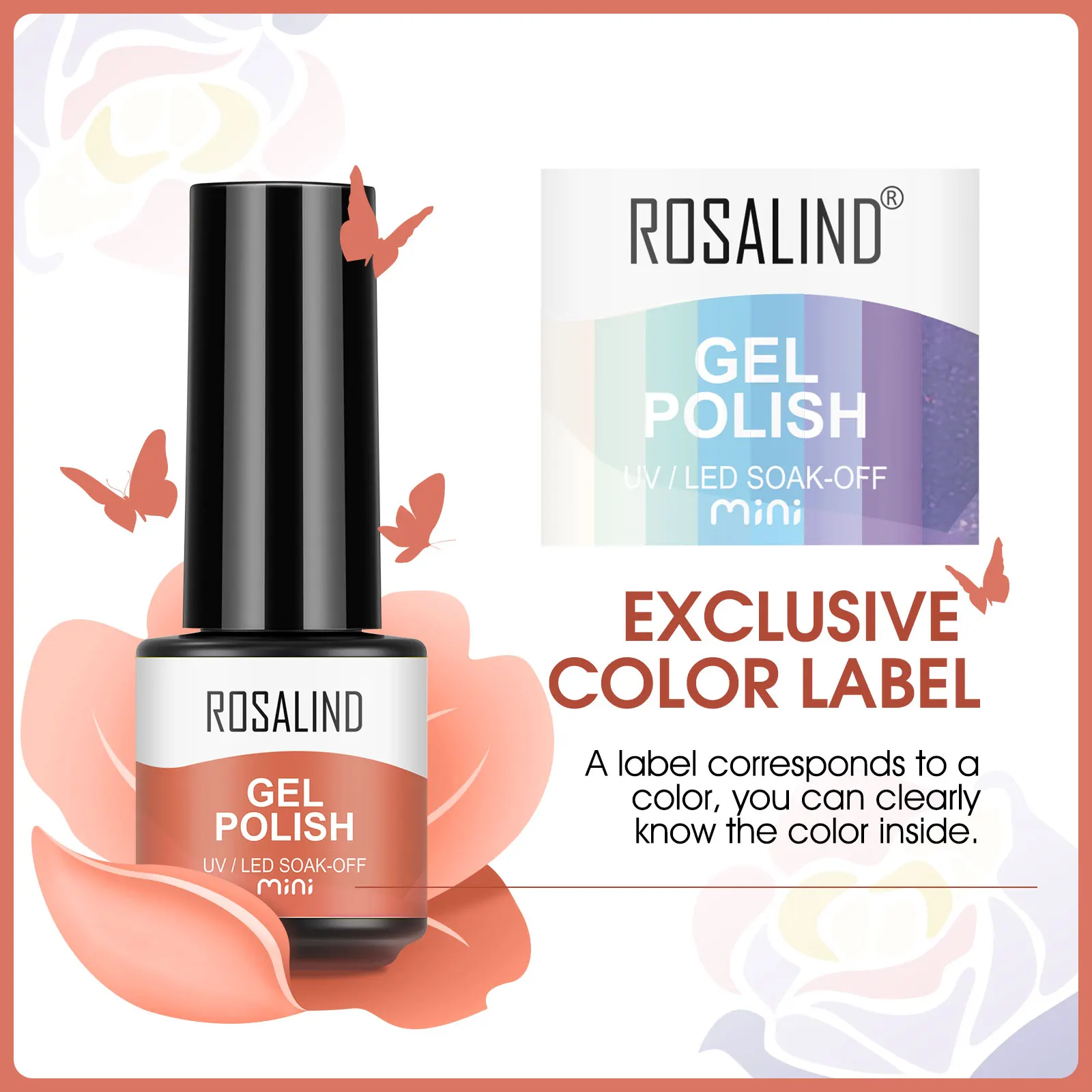 Rosalind 8-teiliges Gel-Nagellack-Set, 7 ml, Gel-Glanz-Nagellack, Grundierung, Nagellack-Set, Nageltrockner, Gel-Polieren, LED-Nagellampe.