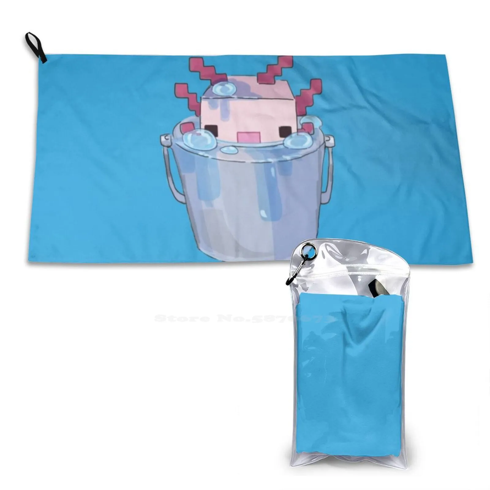 Cute Axolotl Bucket-Concept Art Print Washcloth Face Soft Towel Axolotl Bucket Cute Mob Animal Bee Item Diamond Pink Orange