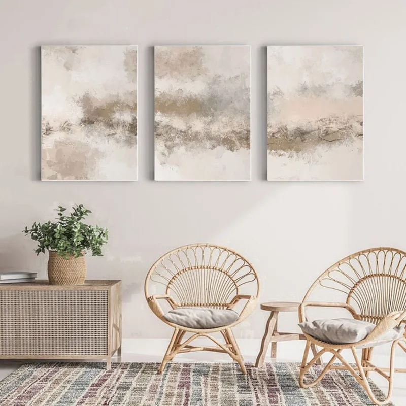 Beige Abstract Posters and Prints Wall Art Neutral Nordic Modern Minimalist Canvas Painting Wall Picture for Living Room Decor