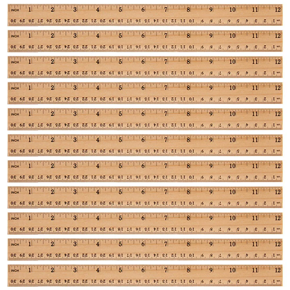 30 قطعة خشبية 30 سنتيمتر مقياس مزدوج قياس مستقيم للمدرسة المنزل مكتب الفصول الدراسية خشبية مسطرة قياس مسطرة مستقيمة #3