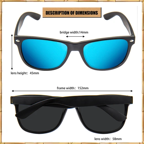 Imagen 2 del producto JULI-gafas de sol polarizadas para hombre y mujer, lentes con montura de grano de madera, protección UV 400, cabeza grande, 8809