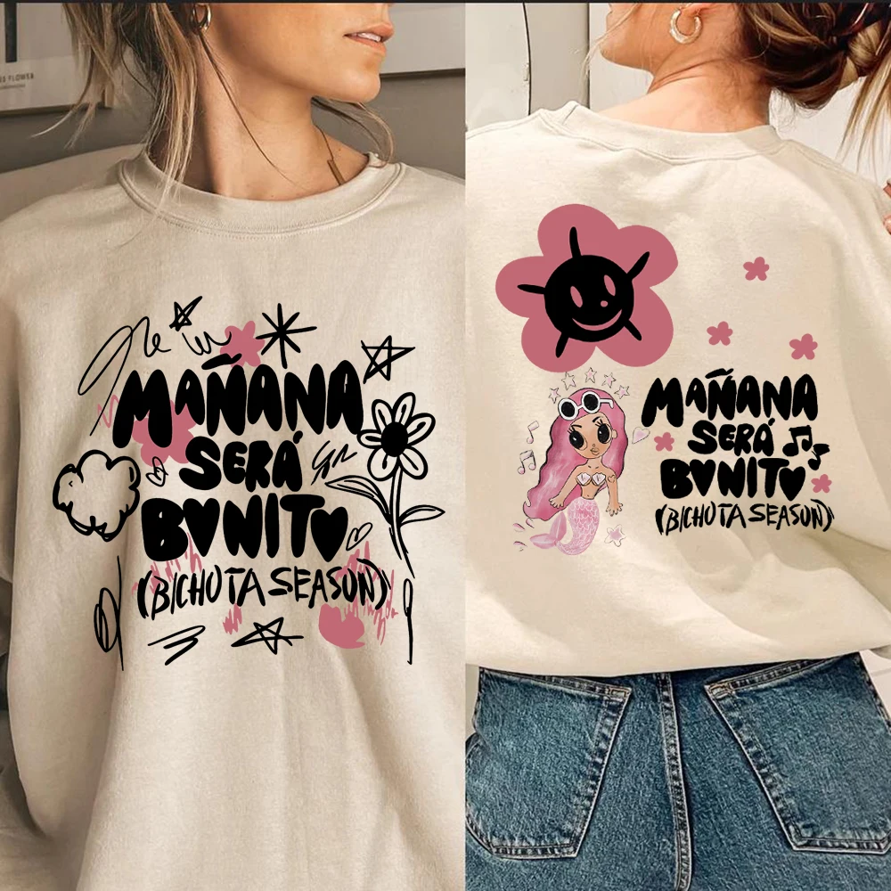 Cute Karol G Sweatshirt Karol G 2 Side Print Hoodie Mañana Será Bonito 2023 Concert Pullover Y2k 90s Retro Trendy Sweatshirts