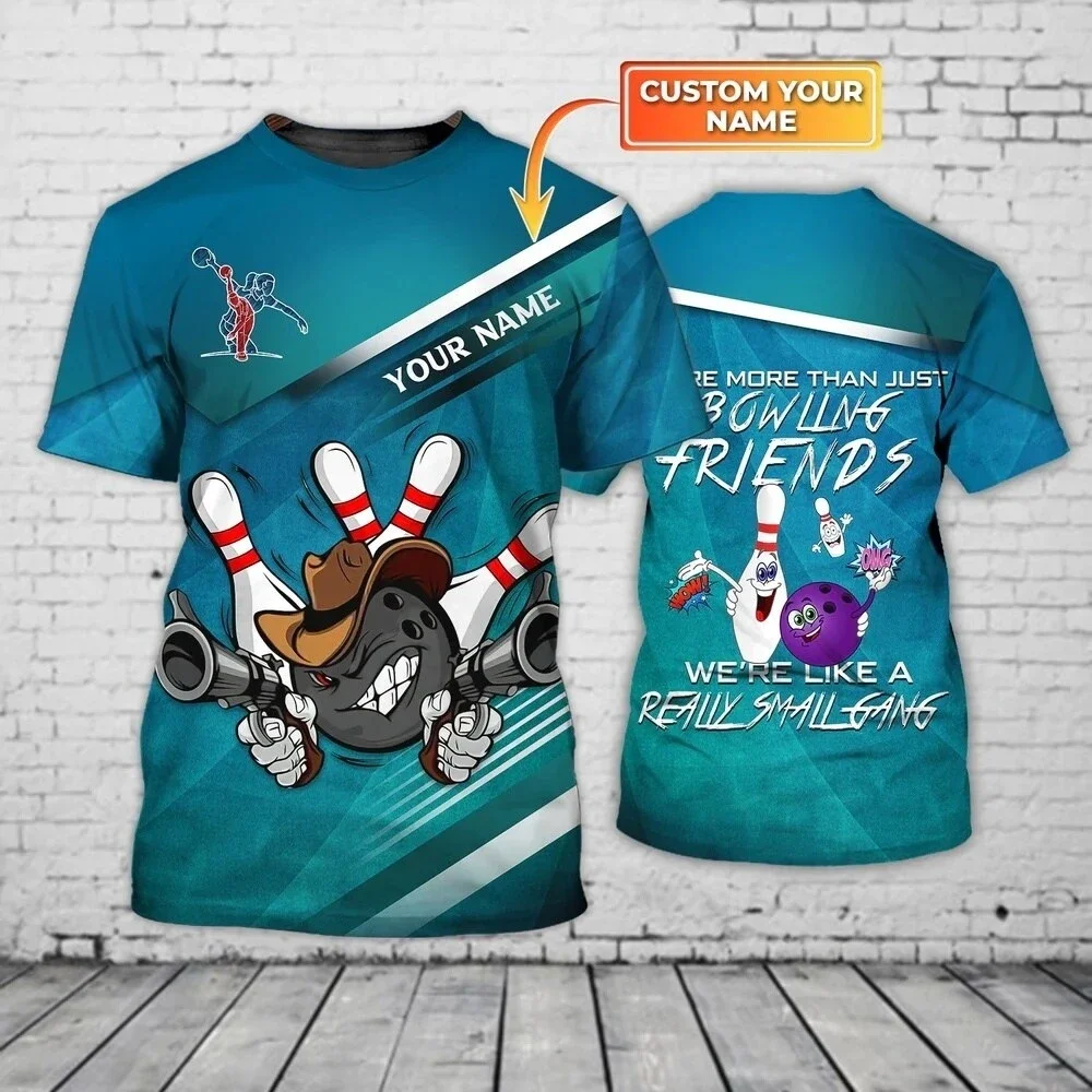 Bowling Personalized Men's T-Shirt 3D Printed Customised Name Casual Unisex Short Sleeve Outdoor Sports Quick Dry Men's Clothing