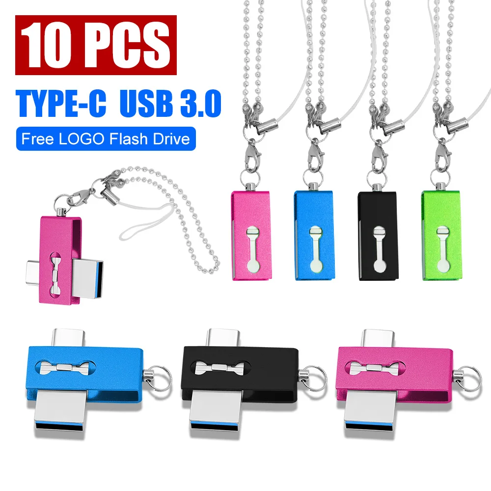 10 Stuks Usb Type C Flash Drive Ondersteuning Otg 32Gb 64Gb 128Gb 256Gb Usb 3.0 Pendrive Voor Smartphone Laptop Pc