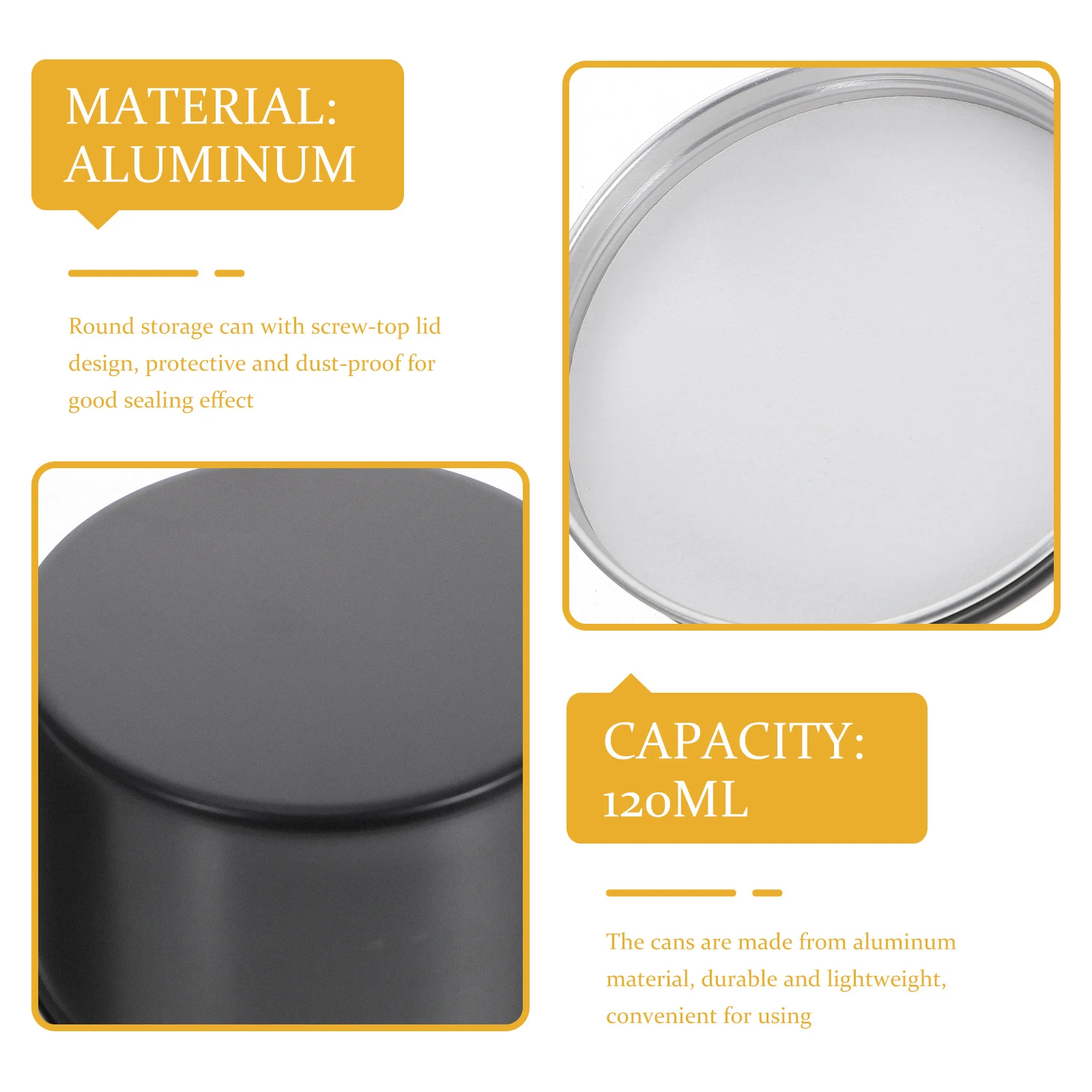 

4Pcs DIY Aluminum Cans Round Refillable Aluminum Storage Jars Lightweight Small Storage Containers