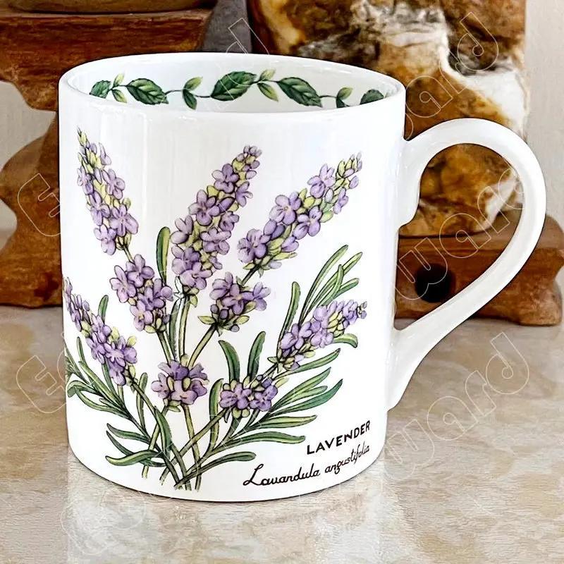 Lavender Pattern Mug Nordic Style Ceramic Coffee Cup Household Tea Mugs Water Cups Afternoon Tea Set Ceramics Tableware Crafts