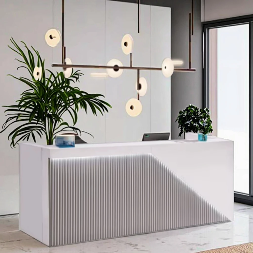Comptoir de réception minimaliste moderne, mobilier de bureau réglable pour hôtels, Salons de beauté et bureaux, matériau en pierre, 1021