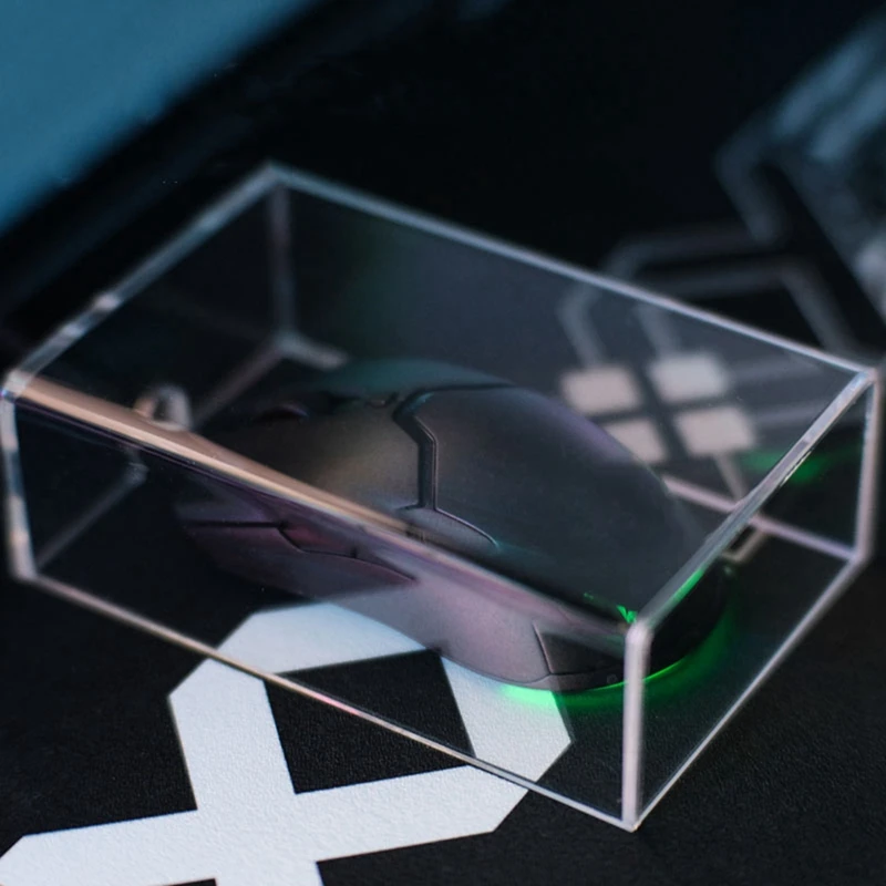 N35R_Acrylic Computer Mouse Dust Cover Transparent Air Cover Dustproof